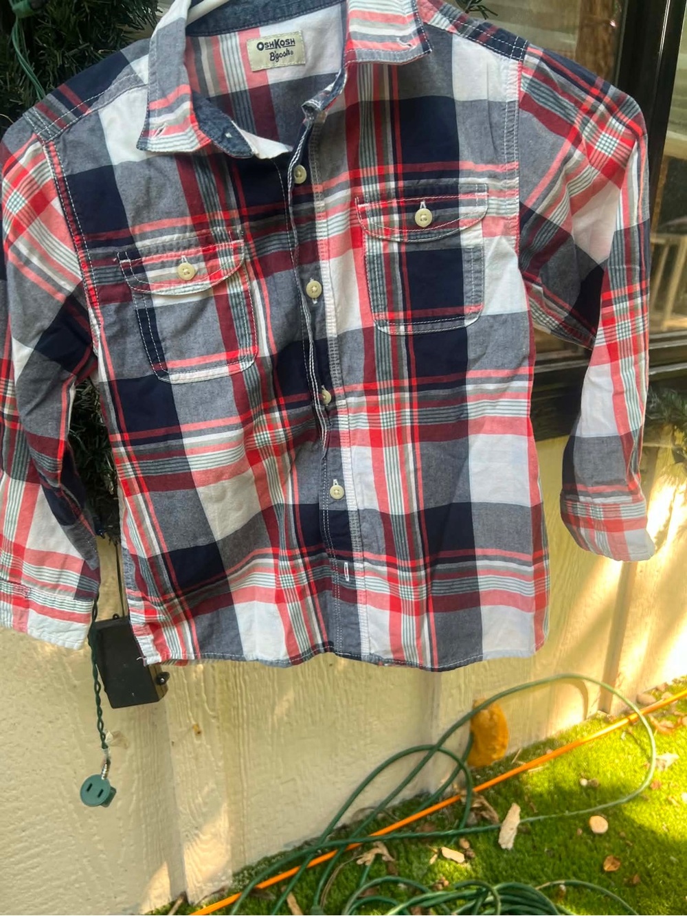 OshKosh B'gosh Red, Navy & White Plaid Button-Down Shirt